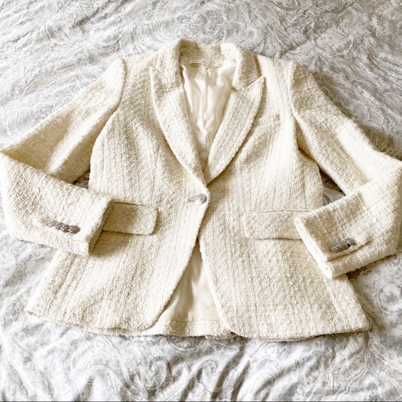 VERONICA BEARD Cutaway Dickey Tweed Jacket 10 Ivory NEW NWOT - Picture 2 of 11